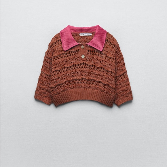 ZARA POINTELLE KNIT CROP TOP SZ S - Picture 5 of 8